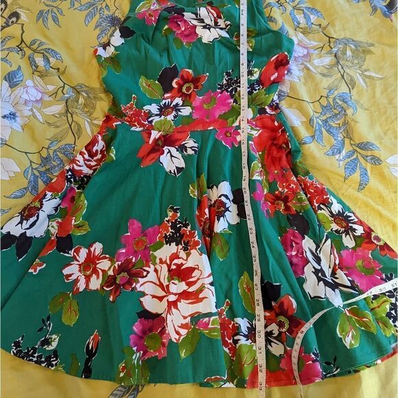 RENASCIMENTO green floral fit and flare dress sz  s dolce Vita made in Italy euc - Picture 5 of 6
